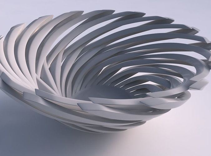 Bowl with twisted sharp muscle structure twisted