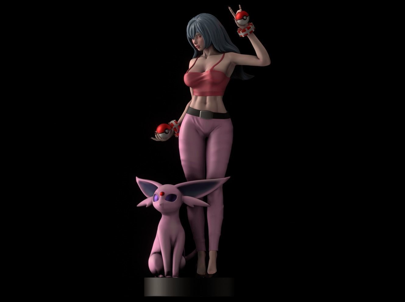 Sabrina Pokemon Trainer - 1to10 STL file NSFW 3D print model 3D print model_3
