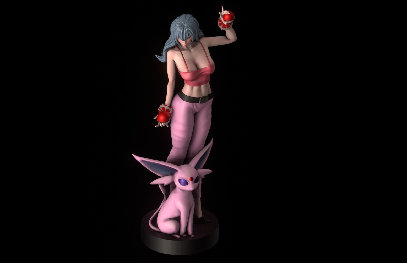 Sabrina Pokemon Trainer - 1to10 STL file NSFW 3D print model 3D print model_4