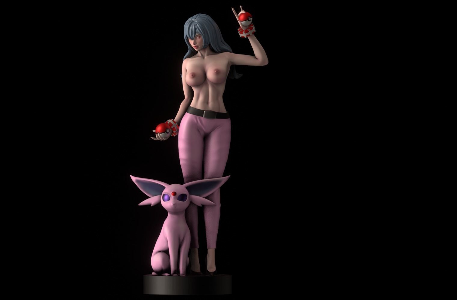 Sabrina Pokemon Trainer - 1to10 STL file NSFW 3D print model 3D print model_11