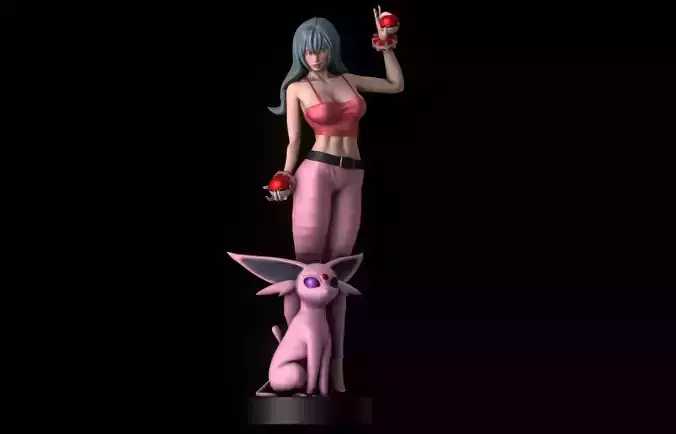 Sabrina Pokemon Trainer - 1to10 STL file NSFW 3D print model 3D print model