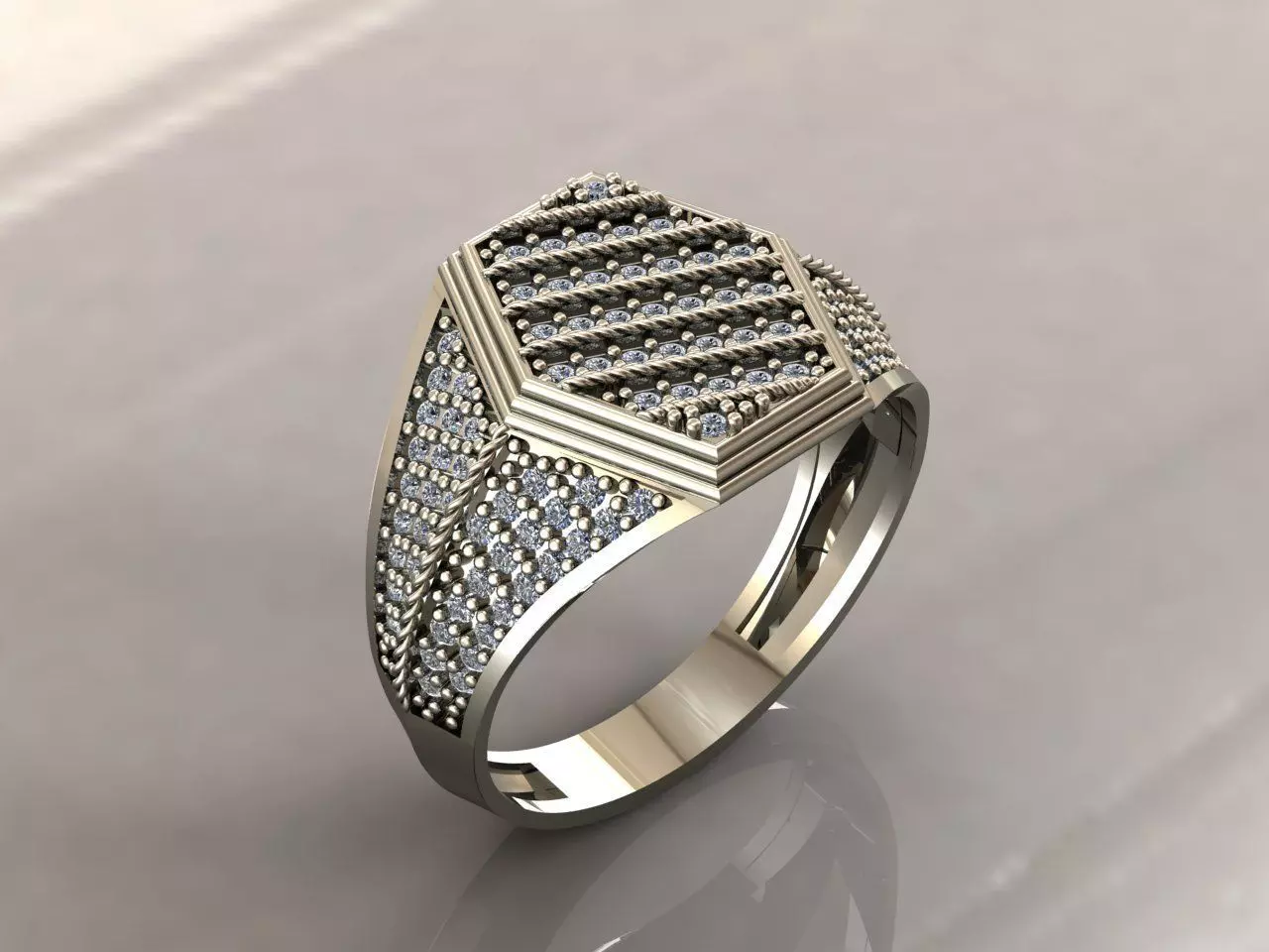 Gents Rings Diamond Men Ring STL 3DM 3D ready print model 3D print model_0