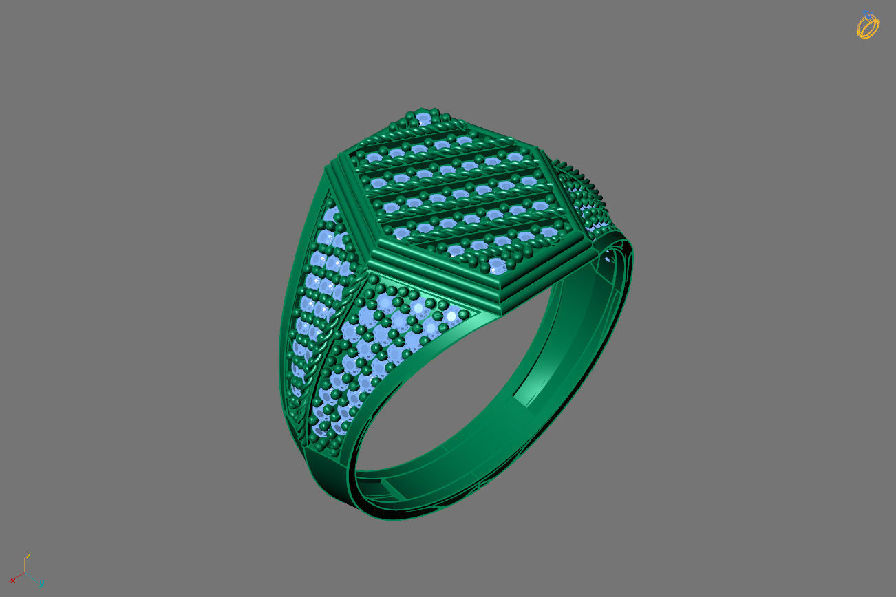 Gents Rings Diamond Men Ring STL 3DM 3D ready print model 3D print model_1