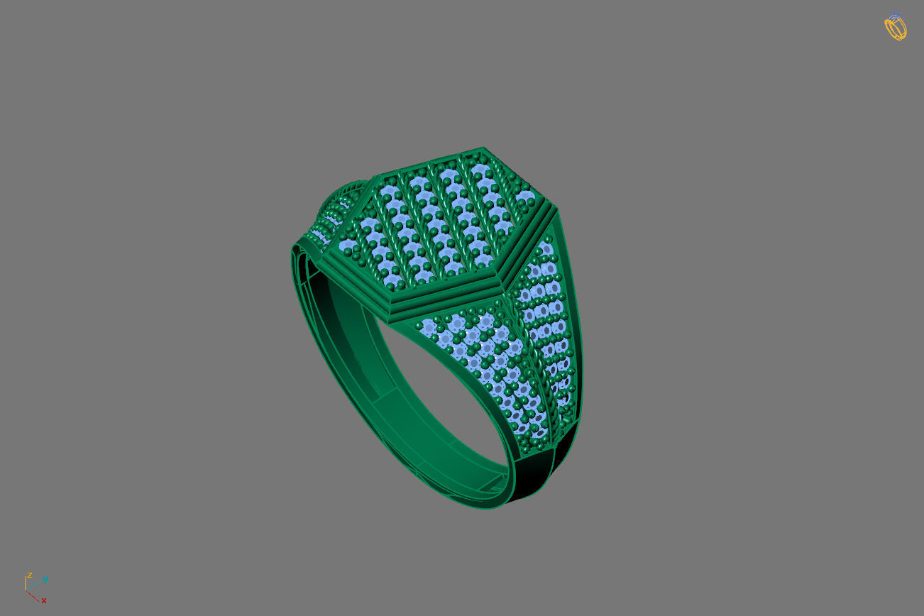 Gents Rings Diamond Men Ring STL 3DM 3D ready print model 3D print model_2