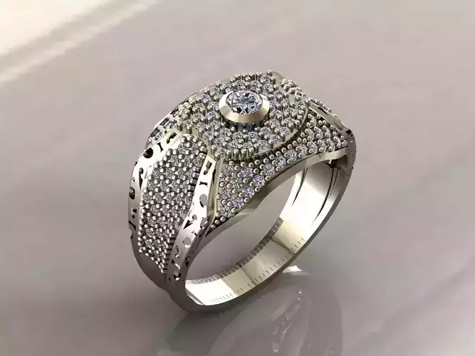 Gents Rings Diamond Men Ring STL 3DM 3D ready print model 3D print model