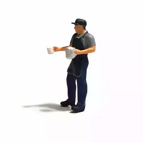 Figure Yadi waiter in 1-64 scale diorama miniature