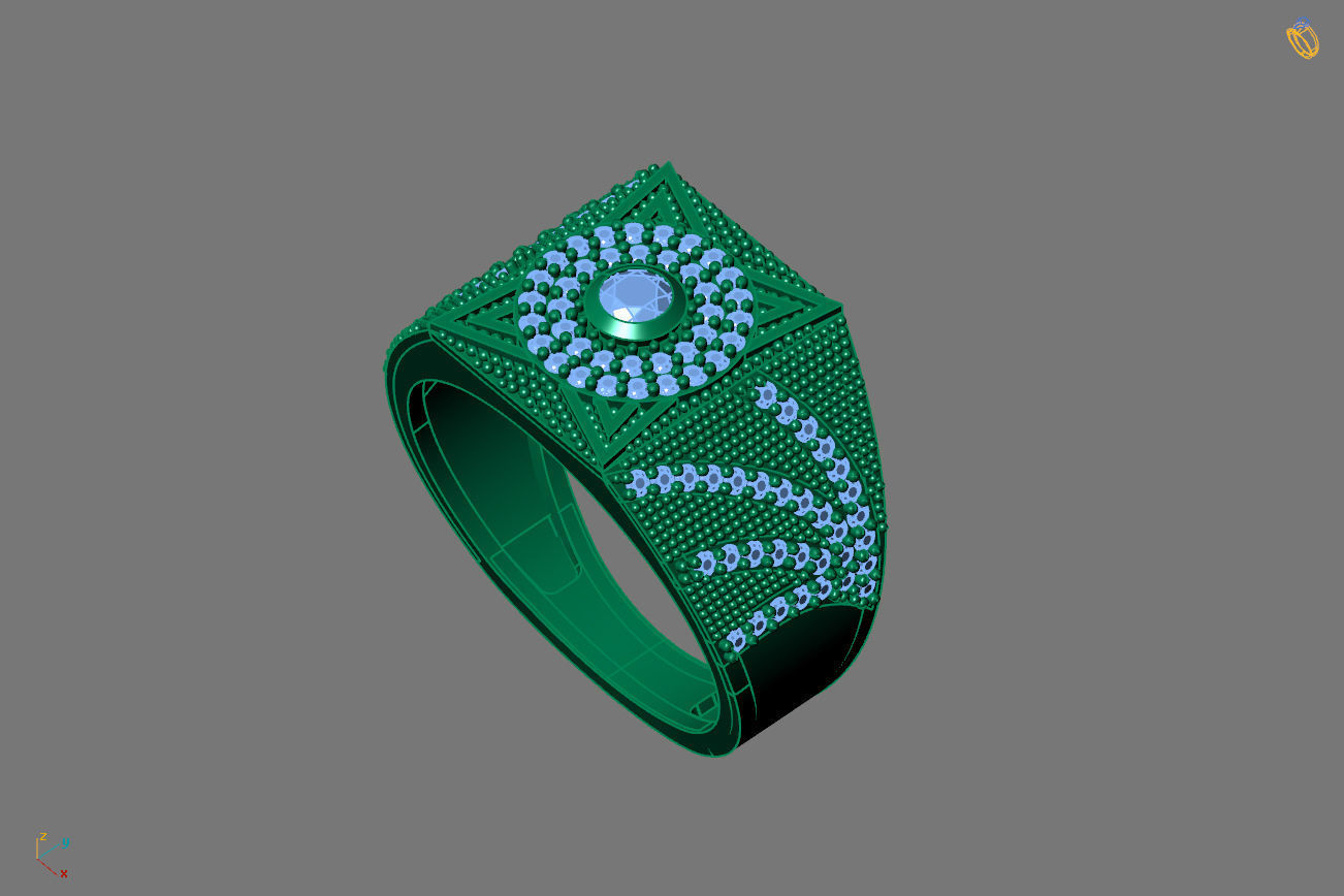 Gents Rings Diamond Men Ring STL 3DM 3D ready print model 3D print model_2