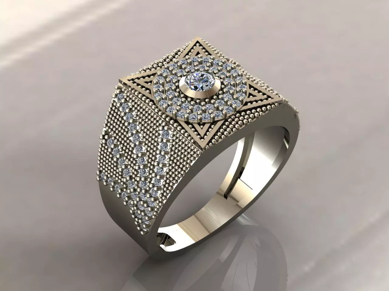 Gents Rings Diamond Men Ring STL 3DM 3D ready print model 3D print model_0