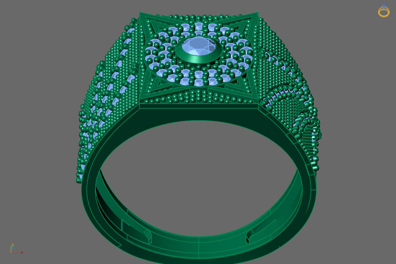 Gents Rings Diamond Men Ring STL 3DM 3D ready print model 3D print model_4