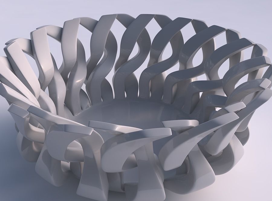 Bowl with twisted sharp muscle structure tapered 2 3D print model_0