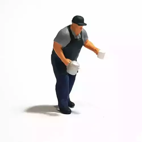 Figure Yudi waiter in 1-64 scale diorama miniature