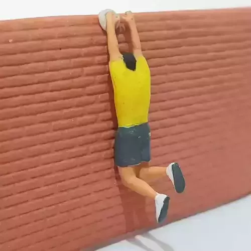 Figure Sarnoto climbing in 1-64 scale diorama miniature