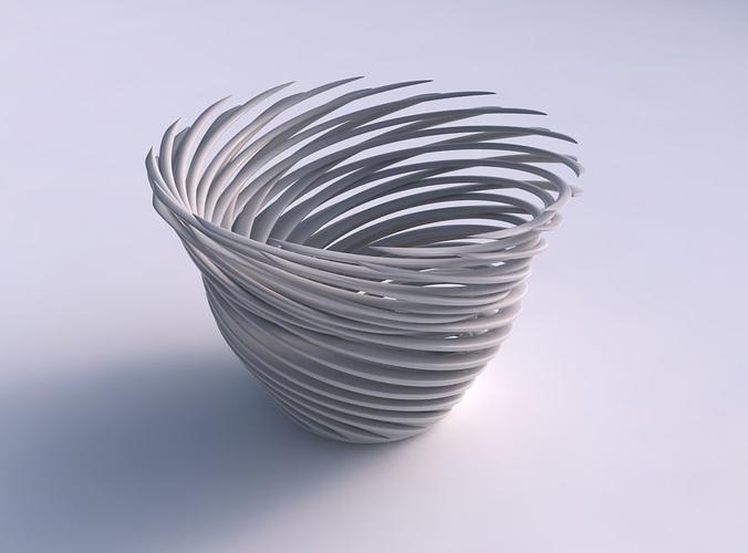 Bowl with twisted muscle structure very twisted and tapered 2 3D print model