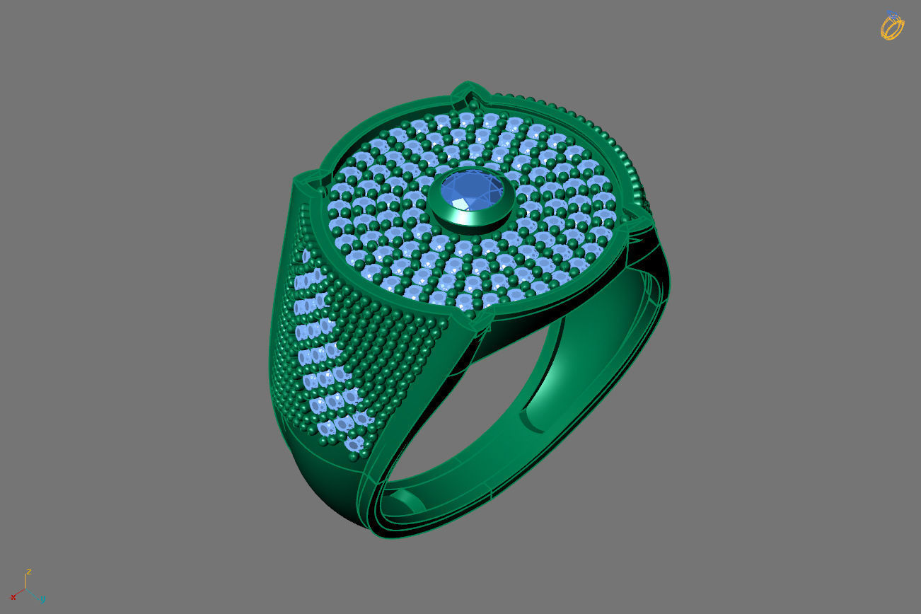 Gents Rings Diamond Men Ring STL 3DM 3D ready print model 3D print model_1