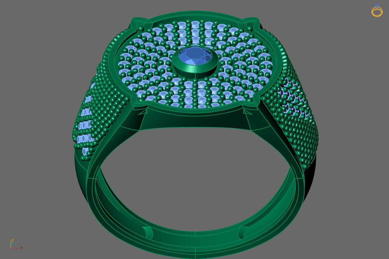 Gents Rings Diamond Men Ring STL 3DM 3D ready print model 3D print model_4