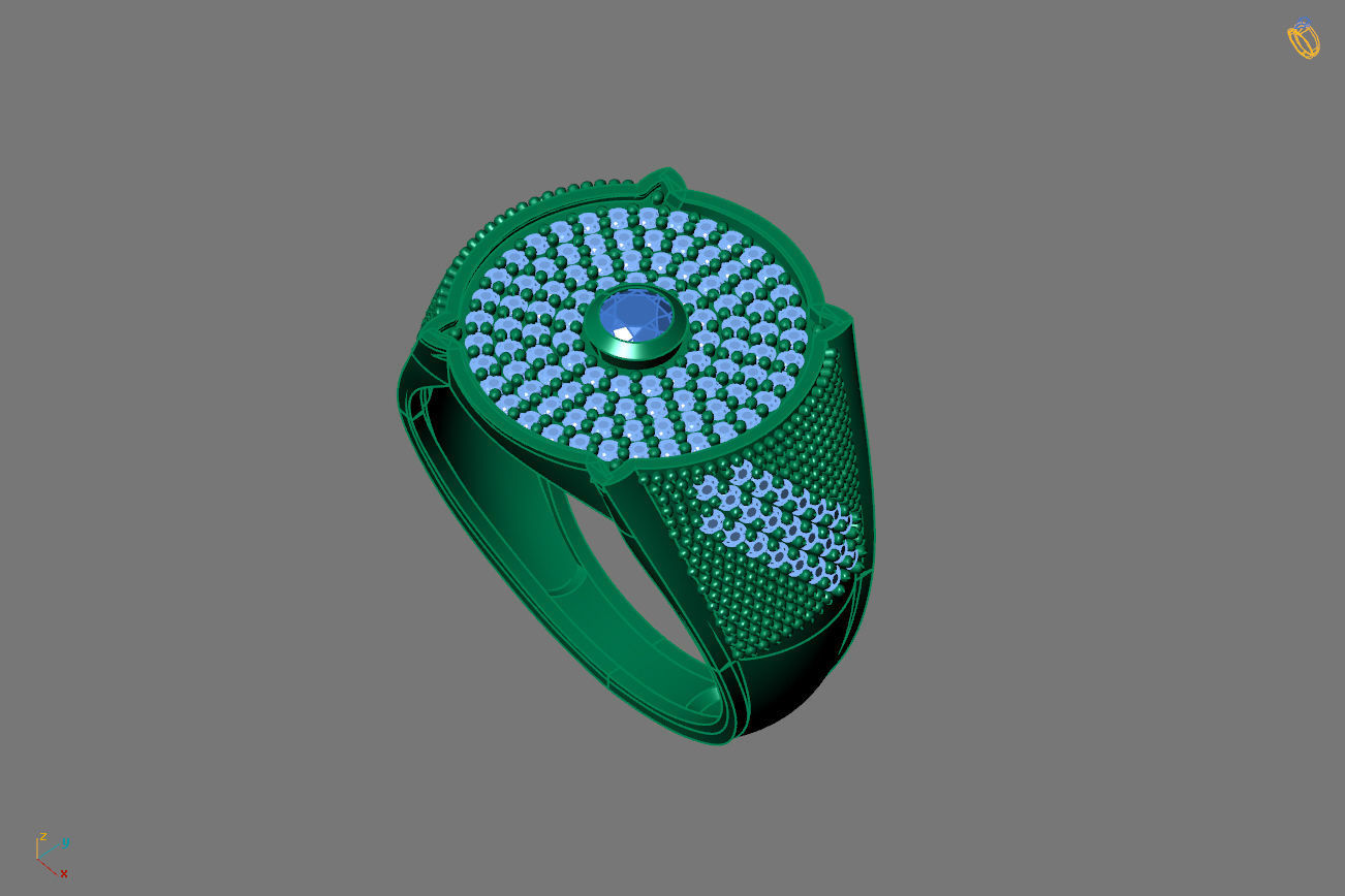Gents Rings Diamond Men Ring STL 3DM 3D ready print model 3D print model_2