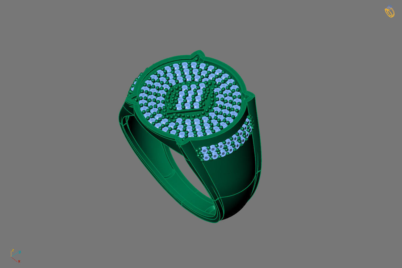 Gents Rings Diamond Men Ring STL 3DM 3D ready print model 3D print model_2