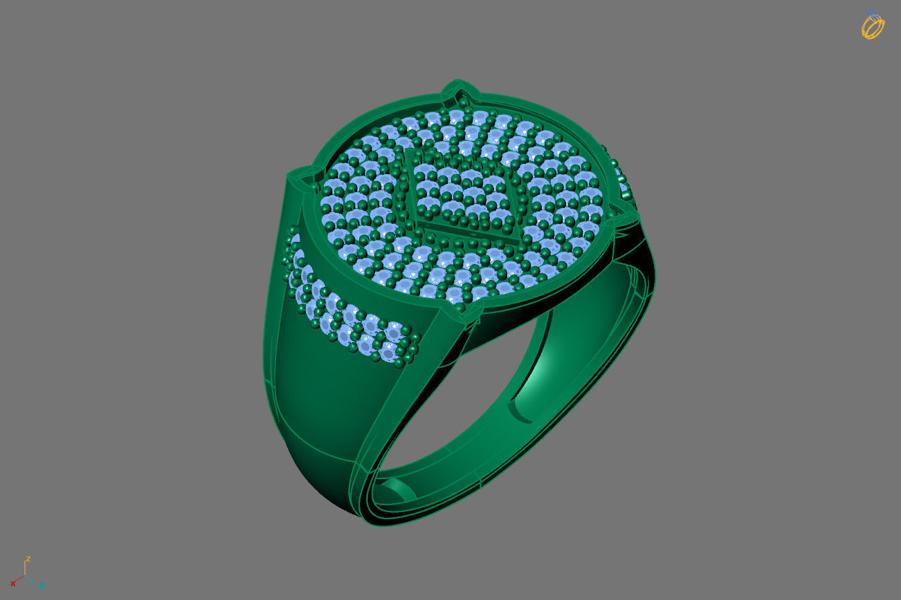 Gents Rings Diamond Men Ring STL 3DM 3D ready print model 3D print model_1