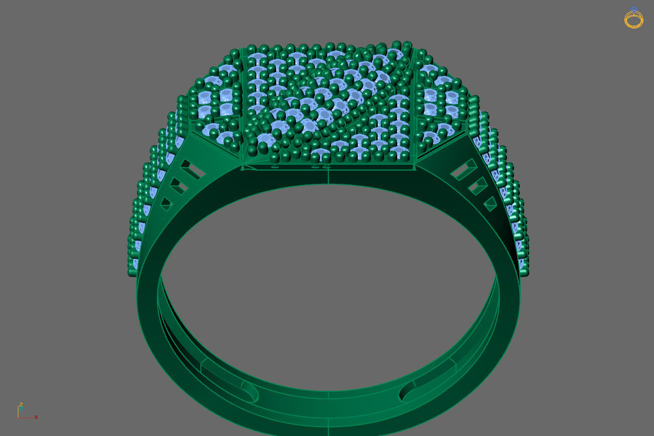 Gents Rings Diamond Men Ring STL 3DM 3D ready print model 3D print model_4