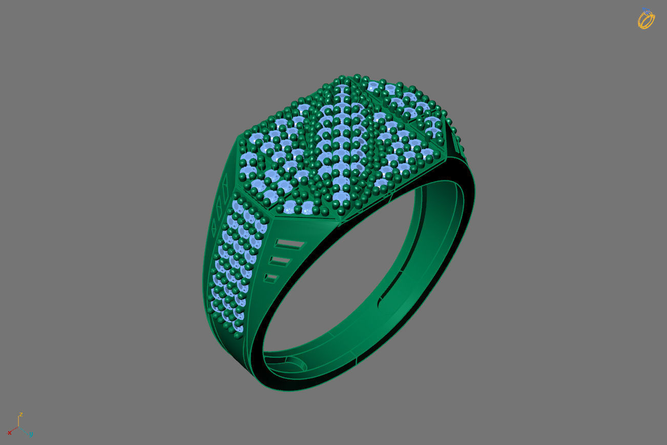 Gents Rings Diamond Men Ring STL 3DM 3D ready print model 3D print model_1