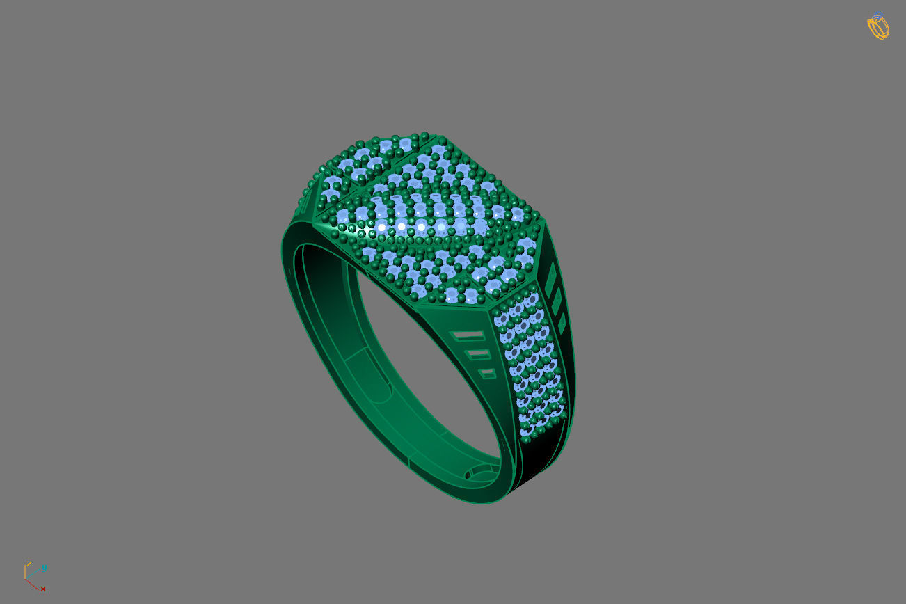 Gents Rings Diamond Men Ring STL 3DM 3D ready print model 3D print model_2