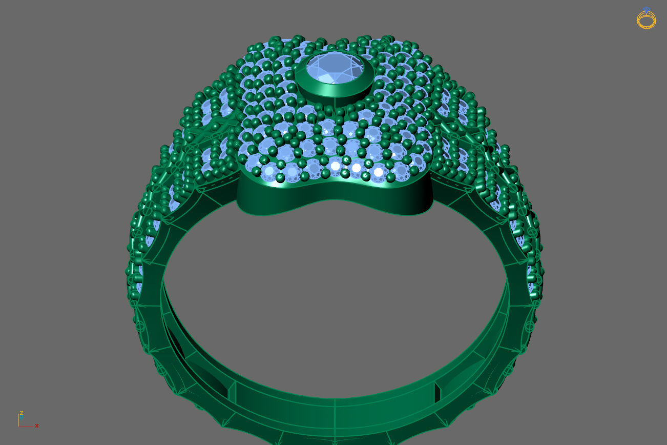 Gents Rings Diamond Men Ring STL 3DM 3D ready print model 3D print model_4