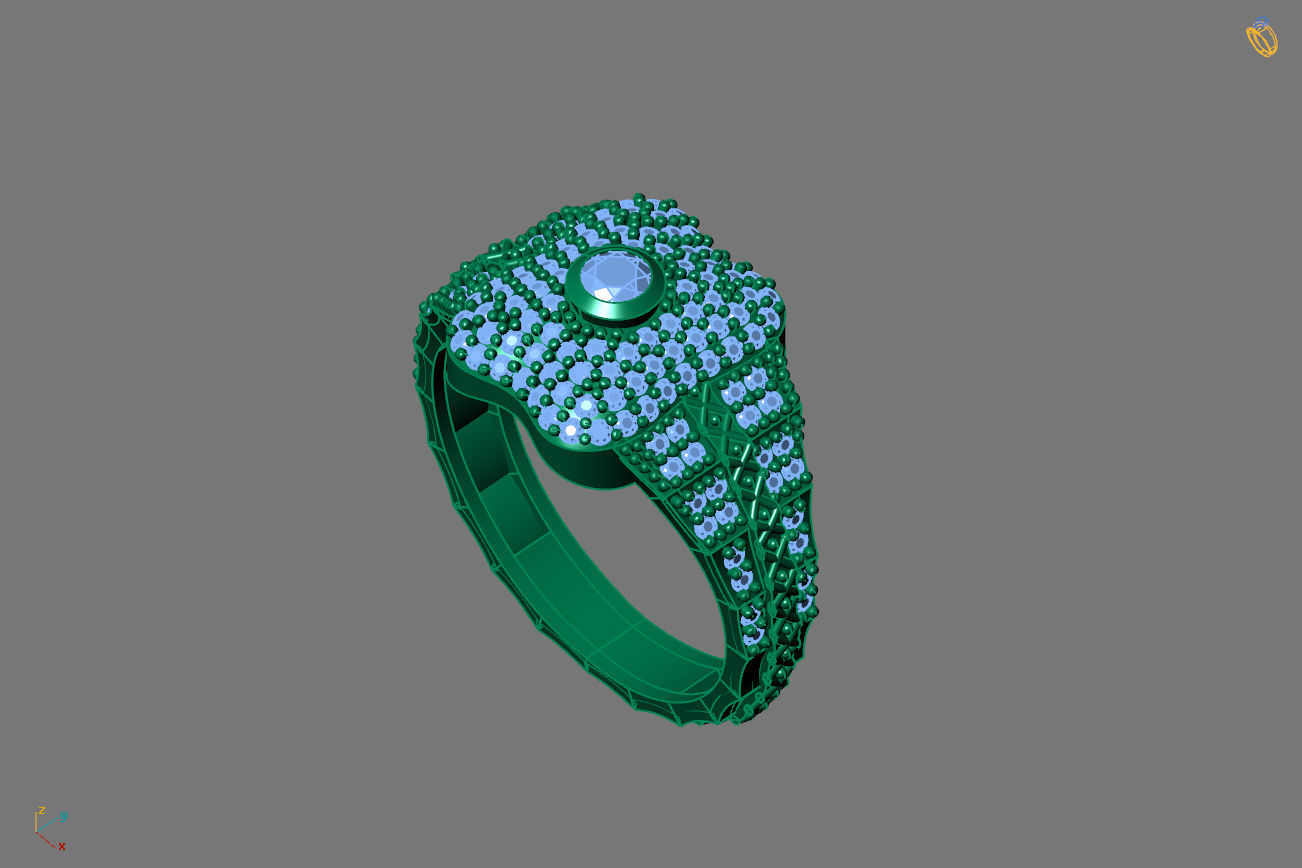 Gents Rings Diamond Men Ring STL 3DM 3D ready print model 3D print model_2
