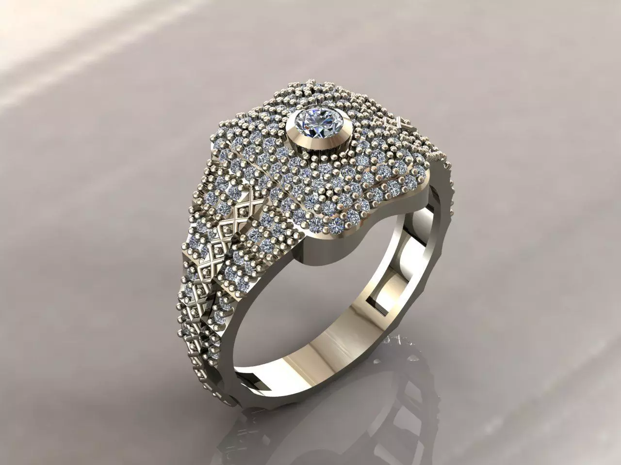 Gents Rings Diamond Men Ring STL 3DM 3D ready print model 3D print model_0