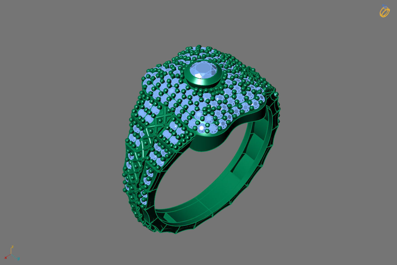 Gents Rings Diamond Men Ring STL 3DM 3D ready print model 3D print model_1