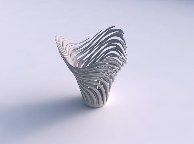 Bowl with twisted muscle structure twisted and tapered wavy