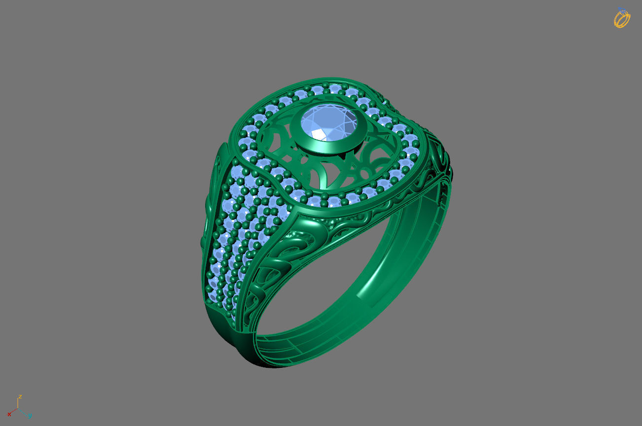 Gents Rings Diamond Men Ring STL 3DM 3D ready print model 3D print model_1