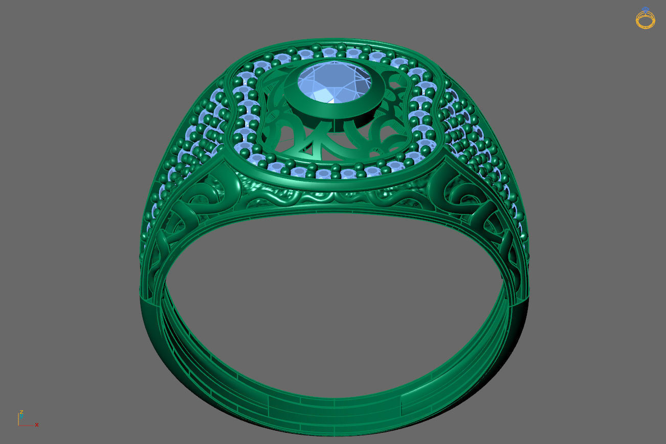 Gents Rings Diamond Men Ring STL 3DM 3D ready print model 3D print model_4