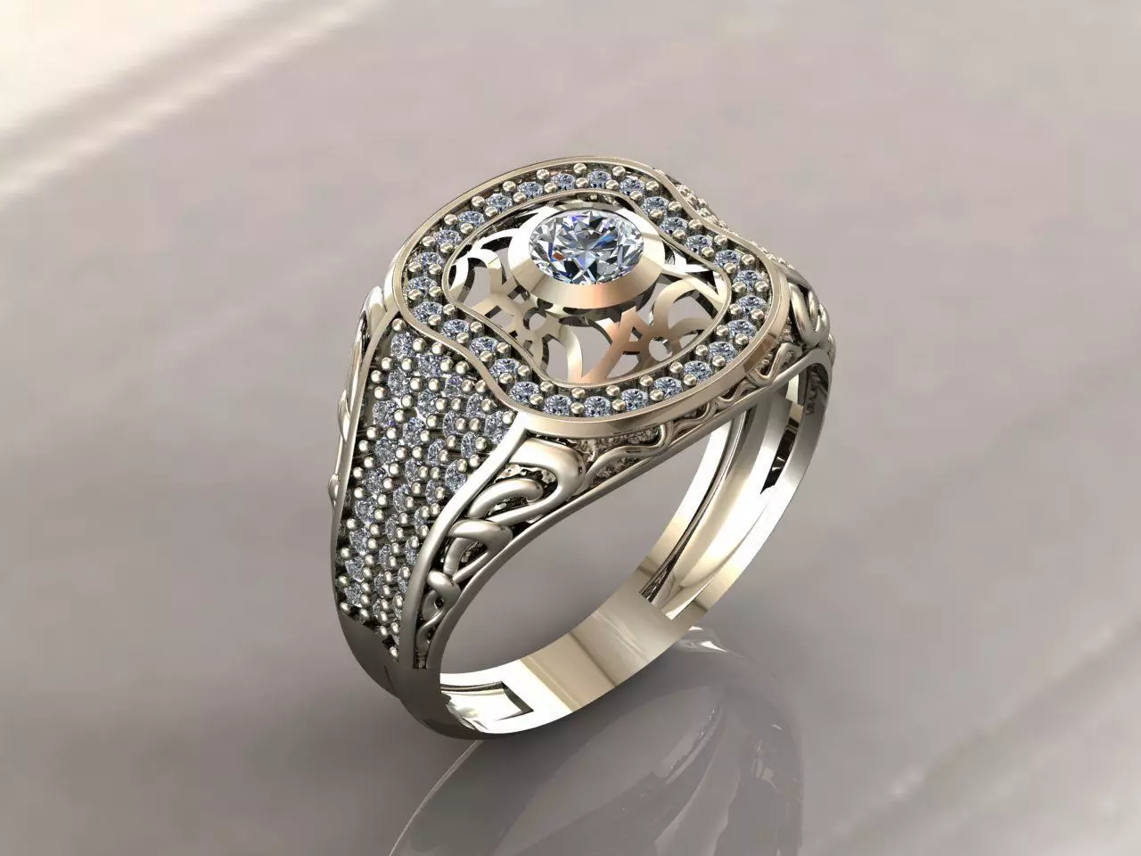 Gents Rings Diamond Men Ring STL 3DM 3D ready print model 3D print model_0