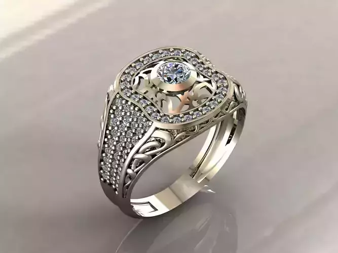 Gents Rings Diamond Men Ring STL 3DM 3D ready print model 3D print model