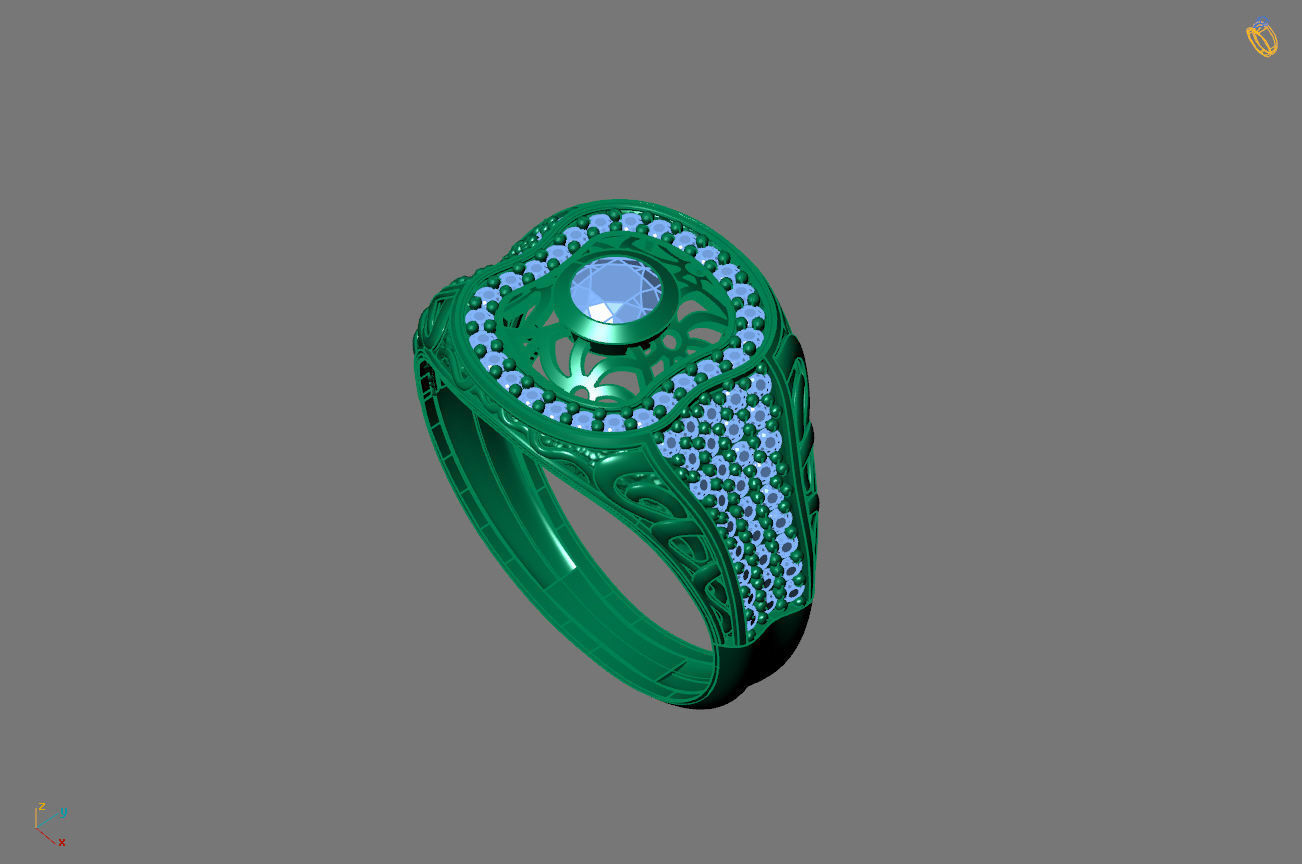 Gents Rings Diamond Men Ring STL 3DM 3D ready print model 3D print model_2