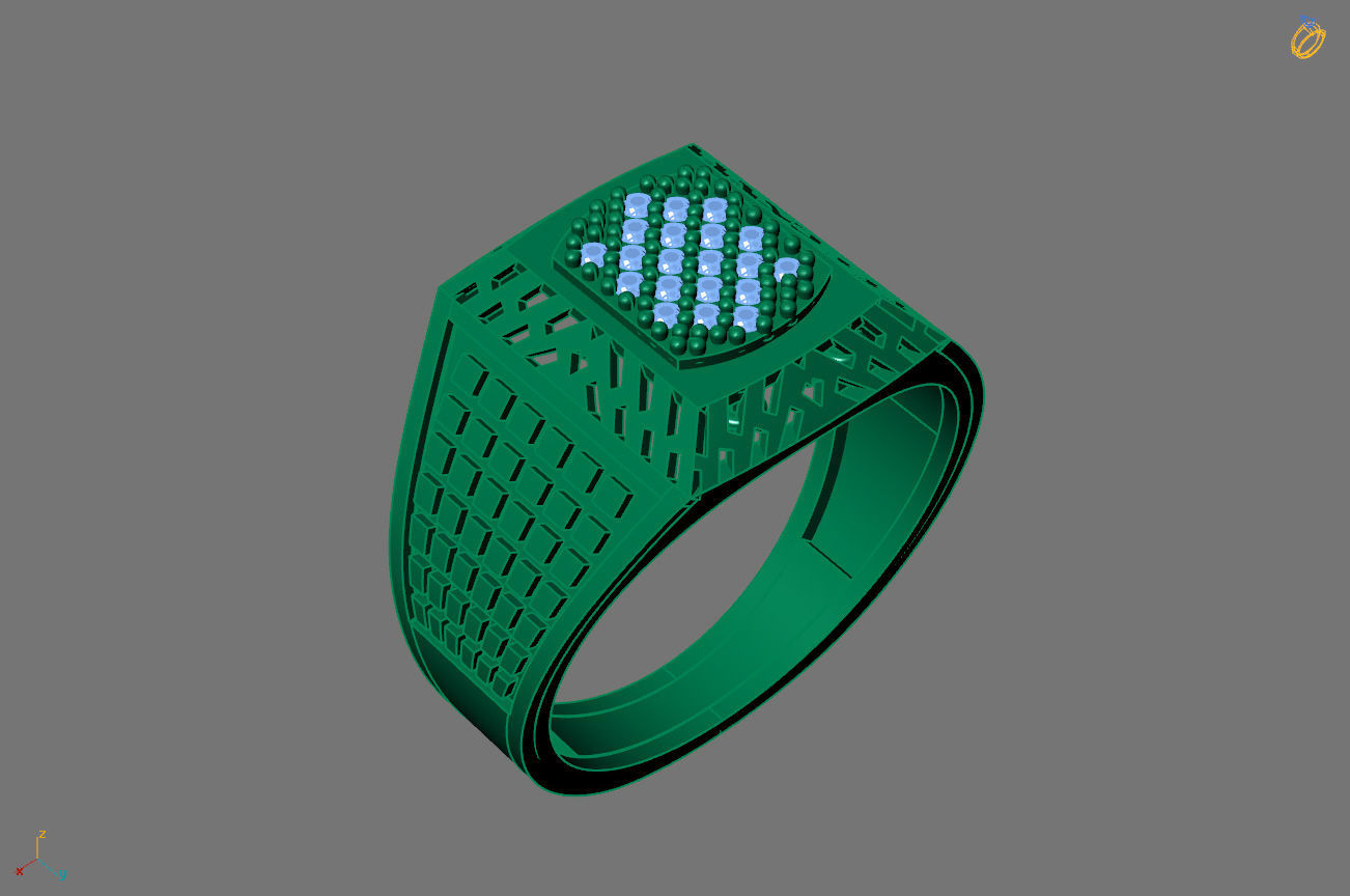 Gents Rings Diamond Men Ring STL 3DM 3D ready print model 3D print model_1