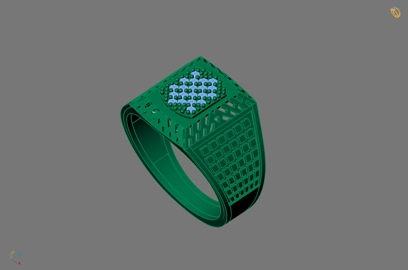 Gents Rings Diamond Men Ring STL 3DM 3D ready print model 3D print model_2