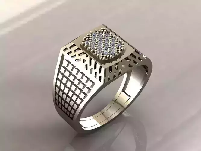 Gents Rings Diamond Men Ring STL 3DM 3D ready print model 3D print model