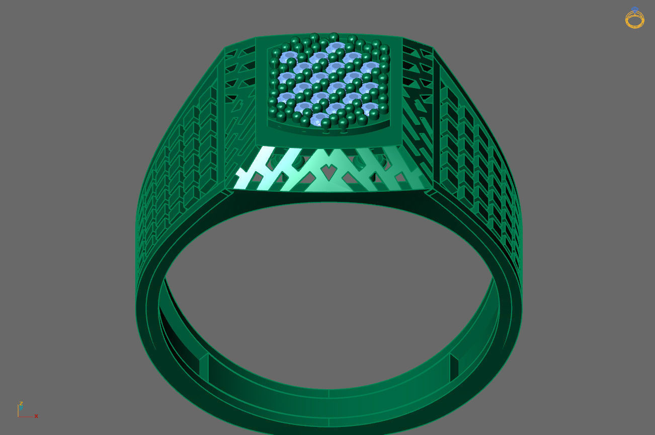 Gents Rings Diamond Men Ring STL 3DM 3D ready print model 3D print model_4