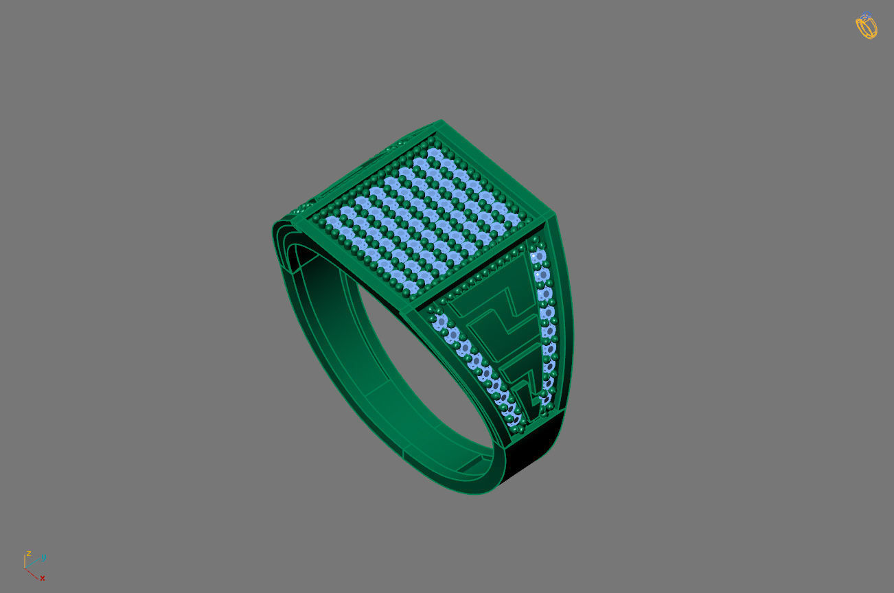 Gents Rings Diamond Men Ring STL 3DM 3D ready print model 3D print model_2
