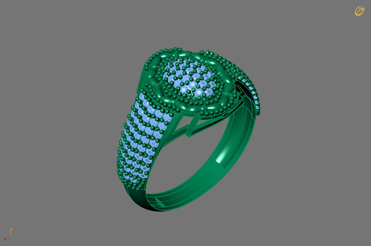 Gents Rings Diamond Men Ring STL 3DM 3D ready print model 3D print model_1