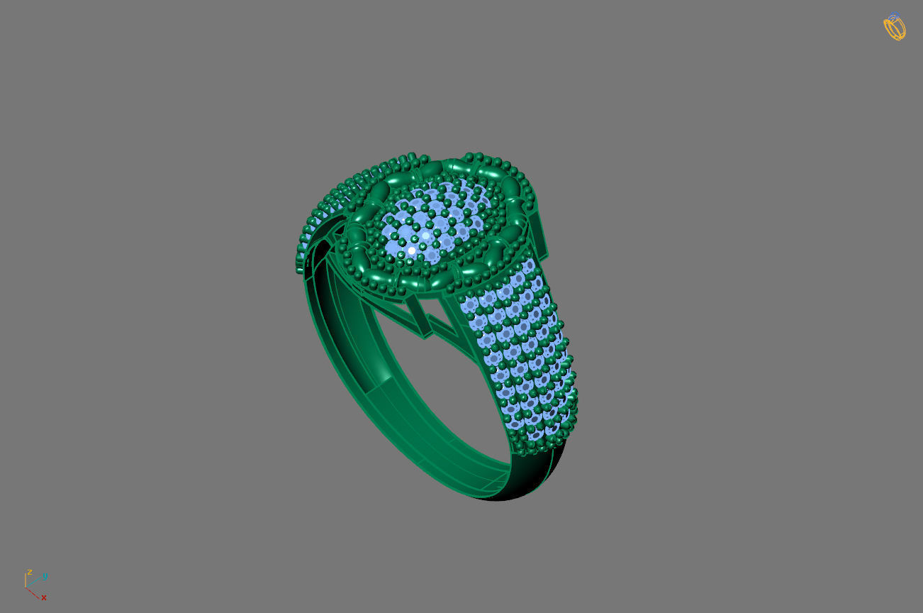 Gents Rings Diamond Men Ring STL 3DM 3D ready print model 3D print model_2
