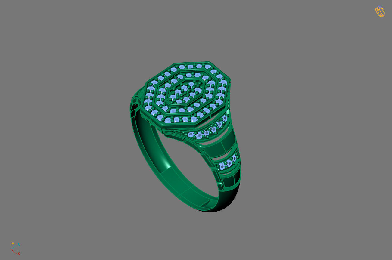 Gents Rings Diamond Men Ring STL 3DM 3D ready print model 3D print model_2