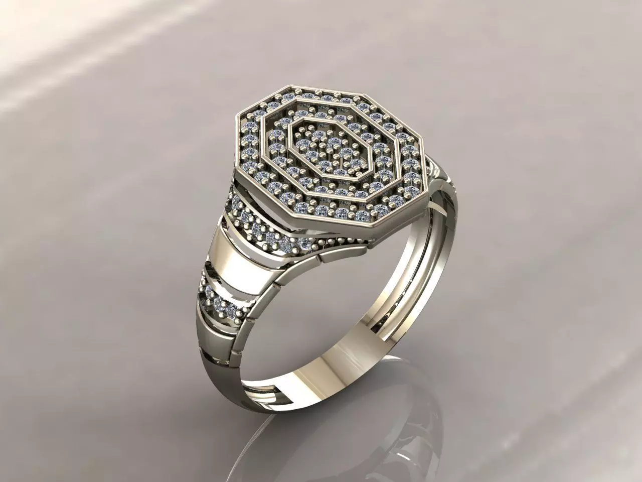 Gents Rings Diamond Men Ring STL 3DM 3D ready print model 3D print model_0