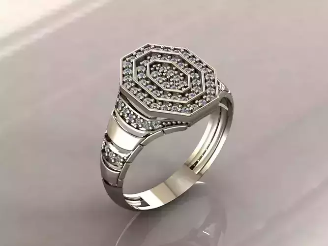 Gents Rings Diamond Men Ring STL 3DM 3D ready print model 3D print model