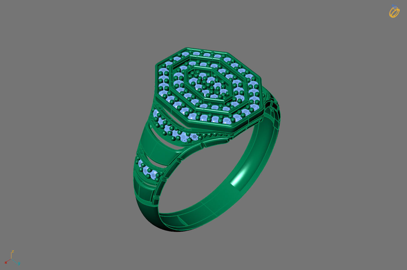Gents Rings Diamond Men Ring STL 3DM 3D ready print model 3D print model_1