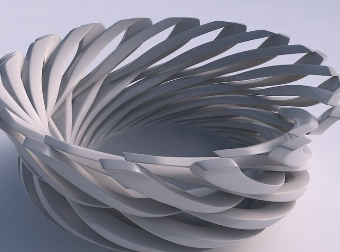 Bowl with twisted sharp muscle structure twisted and tapered 2