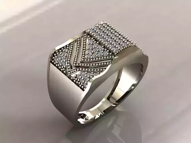 Gents Rings Diamond Men Ring STL 3DM 3D ready print model 3D print model