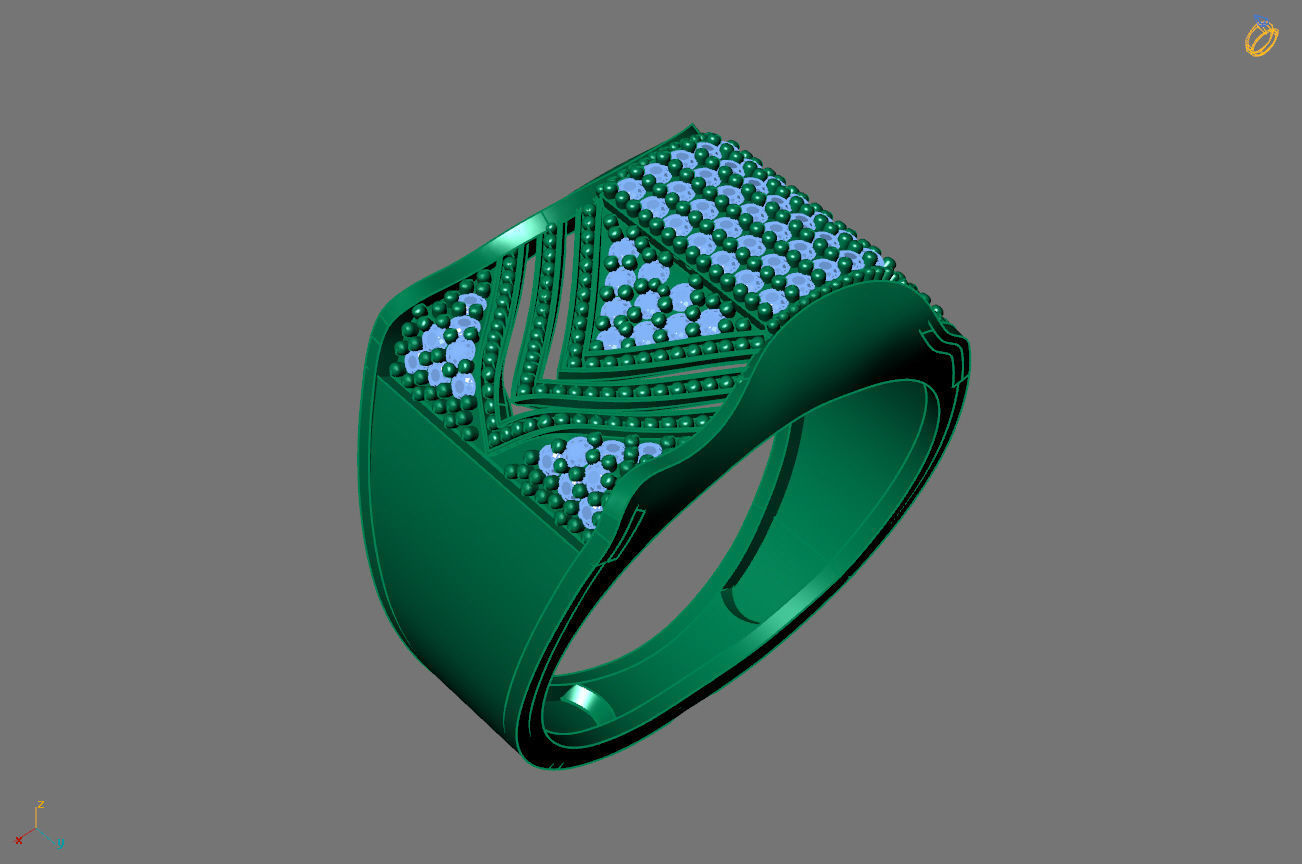 Gents Rings Diamond Men Ring STL 3DM 3D ready print model 3D print model_1
