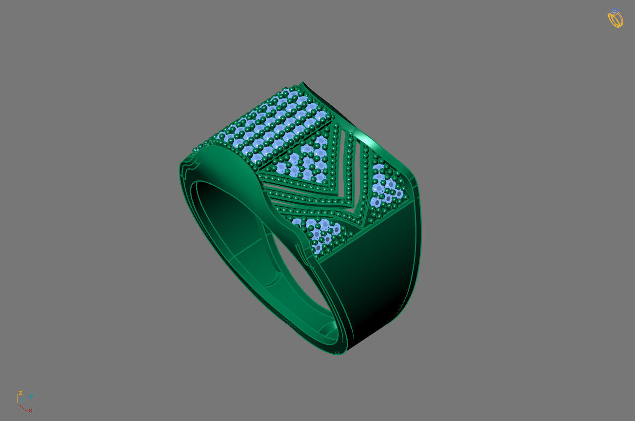 Gents Rings Diamond Men Ring STL 3DM 3D ready print model 3D print model_2